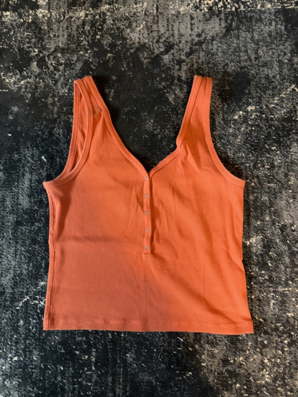 Abercrombie & Fitch Ribbed Henley Tank in Rust